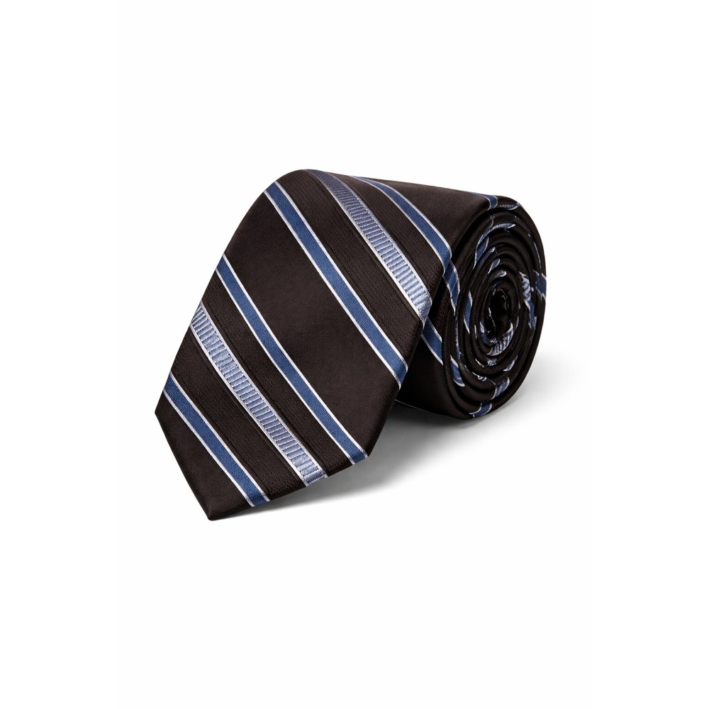 Michael Kors Mens Silk Necktie Brown Blue Striped Classic Formal Business Tie